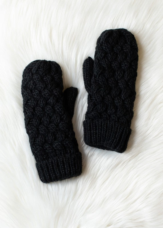 Black Knit Mittens