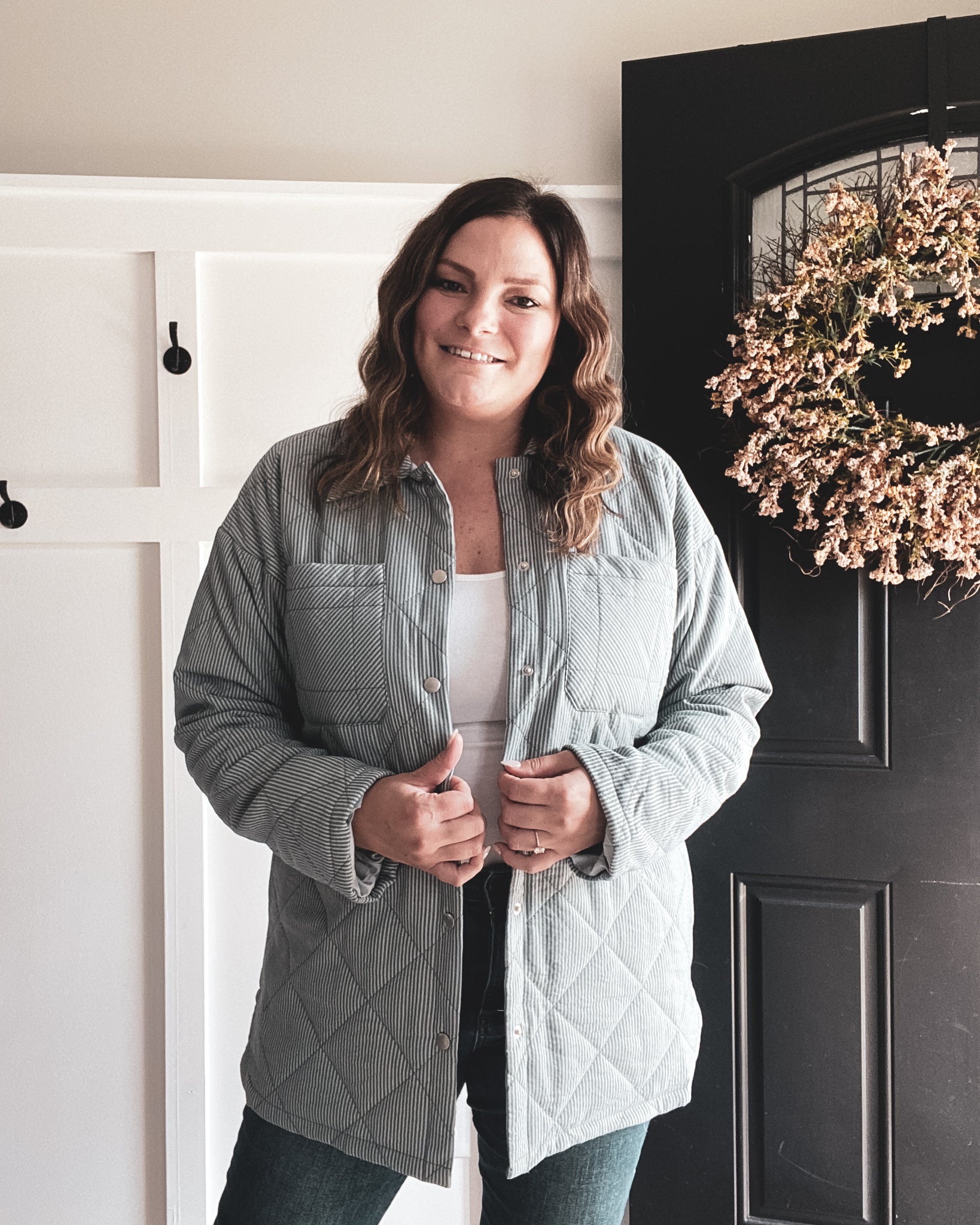 Autumn Chill Quilted Jacket- Dusty Jade