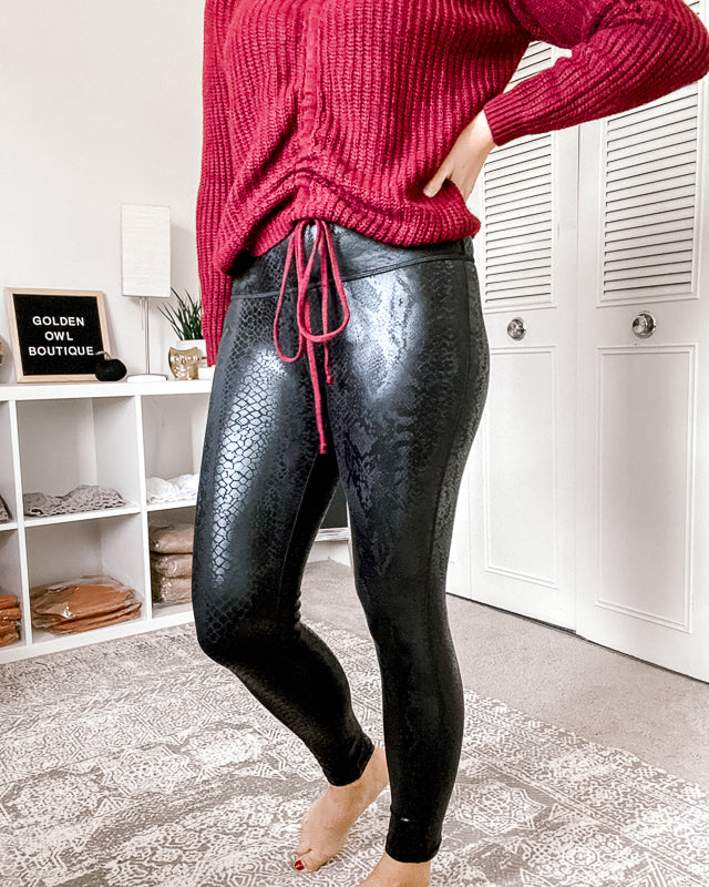 Snakeskin Faux Leather Leggings